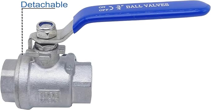 Full Port Ball Valve 3/4" NPT Heavy Duty Stainless Steel 304 For Water,Oil and Gas with Blue Handles（1000WOG）