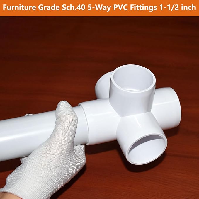 1-1/2" PVC 5 Way (4-Pack) Elbow, UV Resistant, Fits 1-1/2" Sch 40 PVC Pipes
