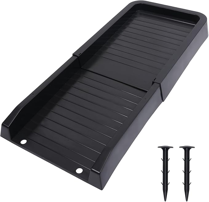 24" Gutter Downspout Splash Block - Heavy Duty Downspout Extensions for Effective Rainwater Drainage, Durable Gutter Drainage System to Protect Foundation from Water Damage (Black)