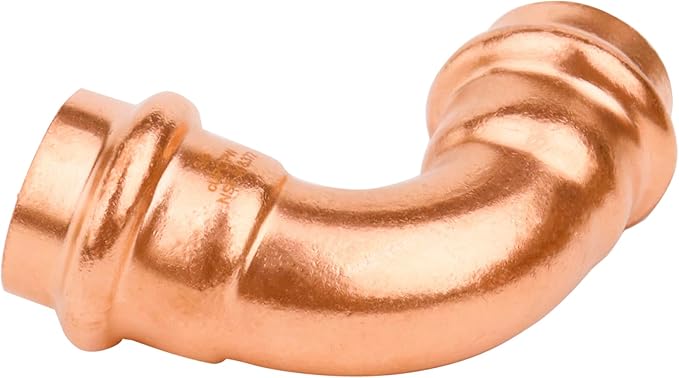 WHK 12 Pack Propress 1/2" x 1/2" Copper Press Fittings Pro press 90 Degree Elbow Press Adapter Fittings Coupling for Copper Pipe Connection(Copper,Lead-Free)