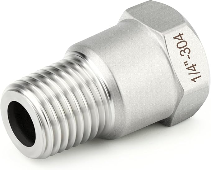 TAISHER 10PCS 304 Stainless Steel Pipe Fitting, New Reducer Adapter, 1/4" NPT Male x 1/4" NPT Female, Reducing Pipe Adapter Fitting