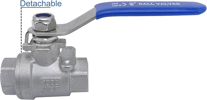 Full Port Ball Valve 3/8" NPT Heavy Duty Stainless Steel 304 For Water,Oil and Gas with Blue Handles （pack of 2）