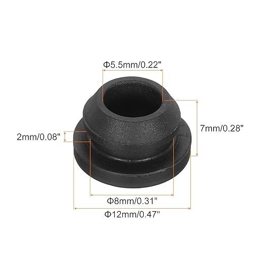 MECCANIXITY 20Pcs Snap Rubber Grommet Plug Mount Dia 8mm ID 5.5mm Narrow Groove Width 2mm Seal Anti-Scratch for Electrical Box Cable Pipes Black