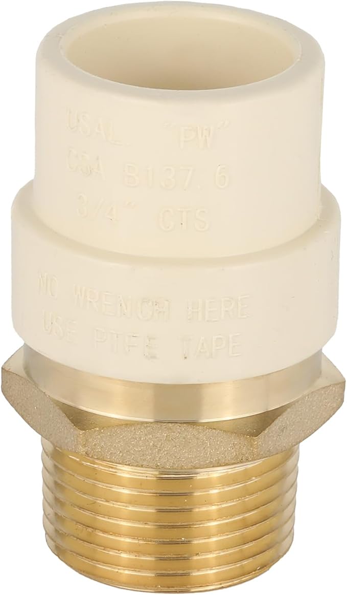 (Pack of 10) EFIELD 3/4"CPVC X 3/4"Male Thread NPT Transition Coupling,Brass Adapter Pipe Fitting (Male NPT x CPVC),(CPVC056-5-10PCS)
