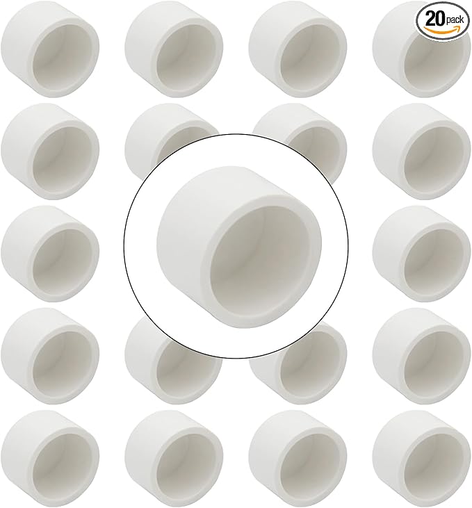 20PCS 1/2" PVC Cap Pipe End Plug Socket Adapter Fittings Slip Schedule(SCH) 40 for DIY Garden Shelf Home Industrial