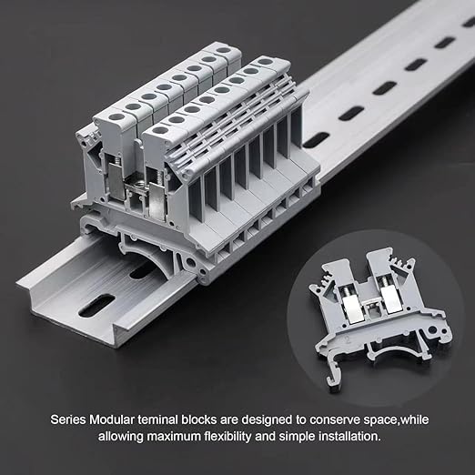 Grey UK2.5B Rail Type Terminal Block Voltage and Current Safety Ground Terminal Block 800V 32A 2.5 Square mm 100 Pack