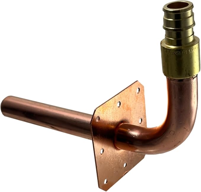 XFITTING 1/2 inch Pex A Expansion Stub Out Elbow with Flange 3.5 inch x 6 inch, F1960, Copper, 30-3-8=25X, 25 Pieces