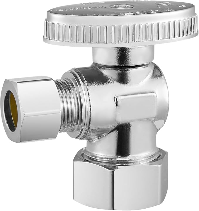 VEVOR 10-Pack Angle Stop Valve, 1/4 Turn Water Shut Off Valves, 1/2" Nominal (5/8" OD) Compression Inlet x 3/8" OD Compression Outlet Shutoff Valve for Bathroom Kitchen Toilet Shower Plumbing