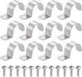 uxcell 12Pcs 27mm(1-1/16") One Hole Rigid Pipe Strap, 304 Stainless Steel Conduit Clamp Thicken U Bracket Heavy Duty Pipe Clamp with Self-Tapping Screws for Fixing Tube Cable, Silver