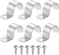 uxcell 6Pcs 25mm(1") One Hole Rigid Pipe Strap, 304 Stainless Steel Conduit Clamp Thicken U Bracket Heavy Duty Pipe Clamp with Self-Tapping Screws for Fixing Tube Cable, Silver
