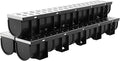FAHKNS Trench Drain System, HDPE Channel Drainage with 304 Stainless Steel Metal Grate, Durable Garage Flooring Drain for Driveway, Garden, Patio, Pool Deck, Easy to Install, Corrosion-Resistant