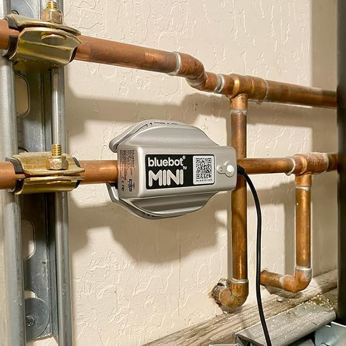 Bluebot Mini WiFi Water Meter, Bundle 1, Indoor/Outdoor, Clamp-on, Fits 3/4”-1” Pipes, Alerts, Live Usage & Leak Monitoring, Ultra-Compact Design