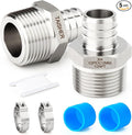TAISHER 5PCS 304 Stainless Steel Pex Fittings,1/2" Pex x 1/2" NPT Male,1/2" Pex Fitting With 5PCS Hose Clamp For Pex Tubing Pipe