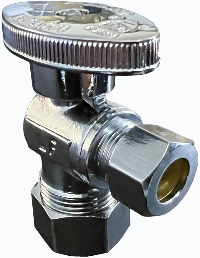 100Pcs Heavy Duty Angle Stop Valve,1/4 Turn Water Shut Off Valves 1/2" Nominal (5/8"OD) Compression x 3/8"OD Outlet,Metal Handle Shut-off Valve Water Pipes,For Sink,Toilet,Faucet Valve(EZAC58)