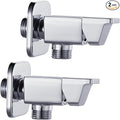 SUBMARINE 2PCS Angle Stop Valve, 1/4 Turn 1/2 x 3/8 Inch Angle Water Shut Off Valve, Toilet Faucet Valve, Brass Body and Ceramic Core for Hot and Cold Water