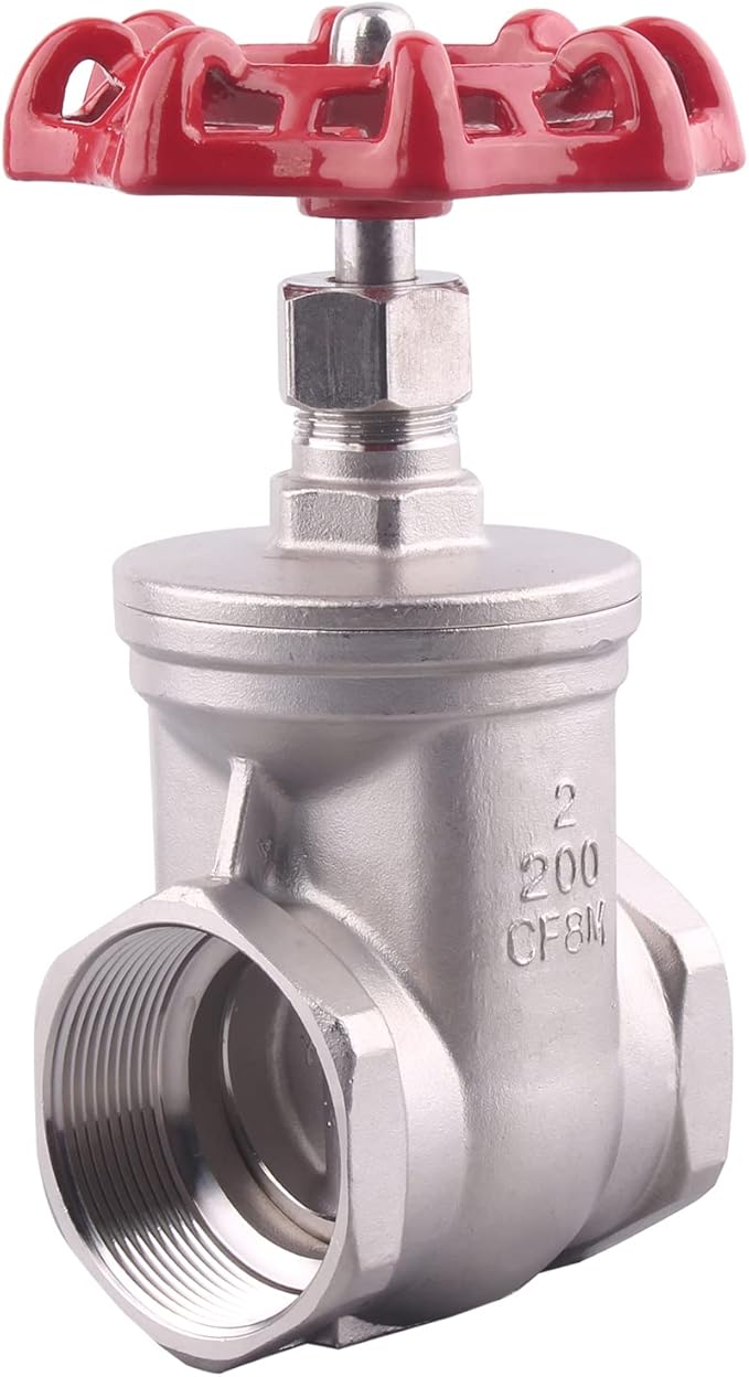 Heavy Duty Gate Valve - 2" NPT Stainless Steel Female x Female Thread Rotary Sluice Valve with Wheel Handle 200WOG For Water Oil Gas