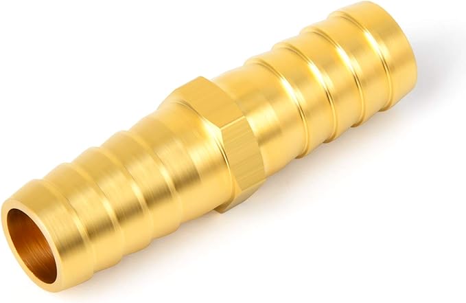GASHER 20 Pieces Brass Hose Barb Reducer, 3/8 Inch to 3/8 Inch(9.5mm) Hose ID with 40 Hose Clamp, Brass Barb Reducer SPLICER Fitting Fuel/AIR/Lquid/Oil/Gas/WOG