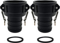 2PCS Camlock Fittings Poly C-50 1/2" Type C Standard Couplings Cam lock Fittings Polypropylene Cam Groove Fitting Female Camlock with a Hose Shank (0.5 inch, Type C)