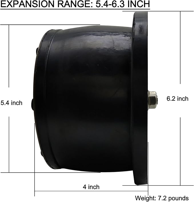Pool scupper Plug，Mechanical Test Plug,Test Plugs for Plumbing,Drain cleanout Plug,Basement Sewer Drain Cap,Sewer Test Plug. (5.4-6.3 inch)
