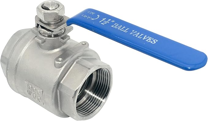 316 Stainless Steel 1/8"~3" Full Port Ball Valve with Blue Vinyl Handle, NPT Female x Female Thread,1000 WOG (1.5"(1PC))