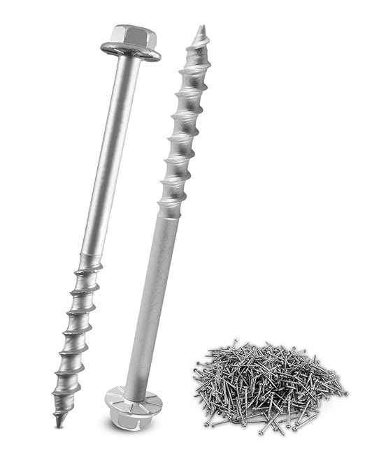 9 x 2-1/2 Inch SD Connector Screws Mechanical Galvanized Material, 1/4 Inch Hex Head, Heavy-Duty Outdoor Wood Screws Assortment Fastener, 500 Pcs