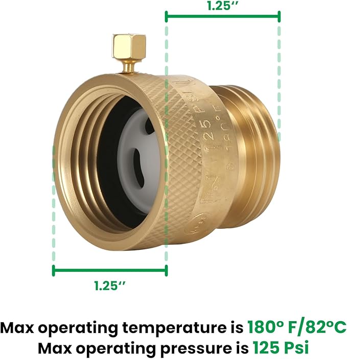Watflow 3/4" GHT Hose Bib Backflow Set, Solid Brass Anti-Siphon Vacuum Breaker, Brass Outdoor Faucet Anti-Backflow Valve, 3/4" F x 3/4" M(4 Pack)