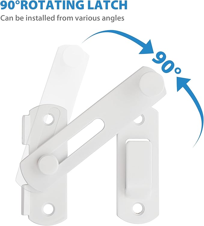 Alise 2Pcs Flip Latch Gate Latches, Heavy Duty SUS304 Stainless Steel Gate Hardware,Safety Door Lock for Barn Wood Fence,Sliding French Doors White Finish MS9500W-2P