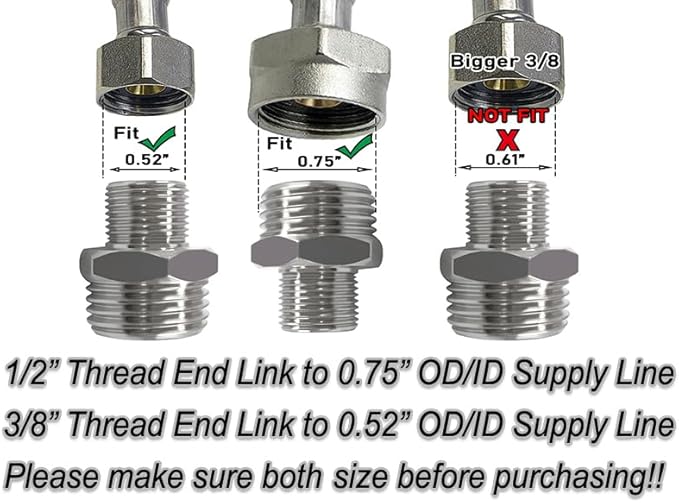 Beduan RV Water Line Adapter 1/2" Male to 3/8" Male Brass Supply Line Adapter for RV Plumbing Water Hose Pipe Connector (Pack of 5)