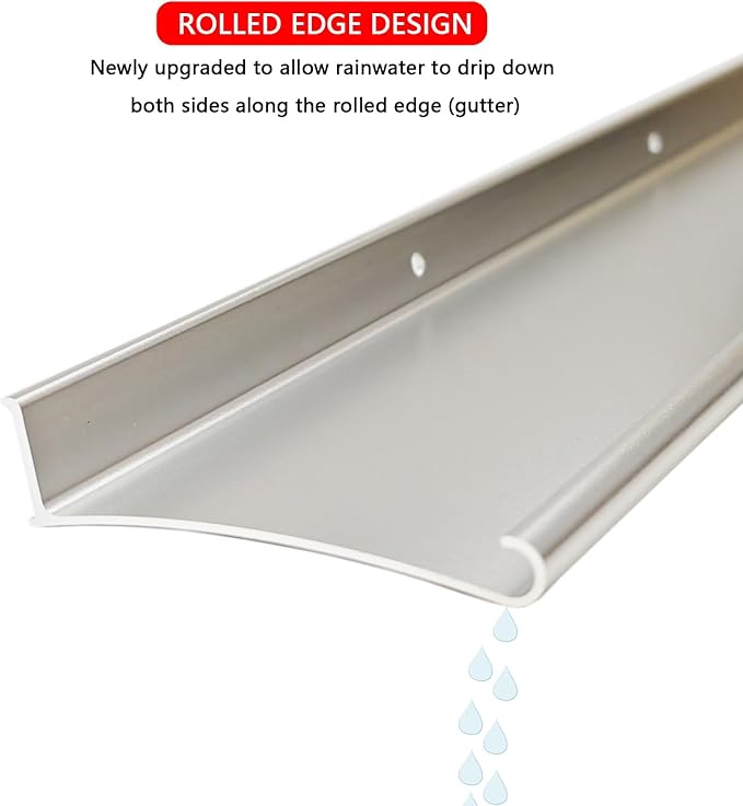 Extra Wide 5.12" W Door rain drip Guard Overhead,43.3" L Aluminum drip Cap for Exterior Doors Window Top,rain drip Edge Flashing,Water Deflector,rain Diverter,Anodized Silver 1PCS