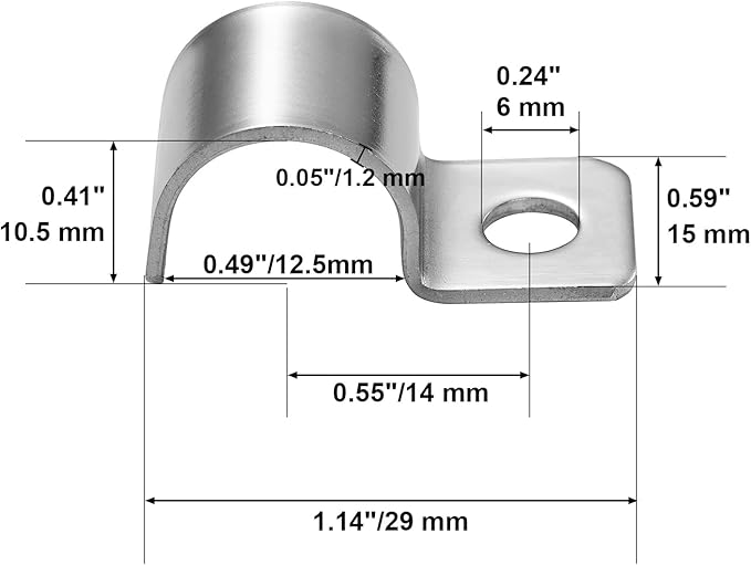 Conduit Pipe Clamps, 304 Ss Pipe Mounting Brackets, Metal One-Hole P-type Clips for Tube or Wire Cord Installation Fixed Clip | OD 15/32" | 25 Pcs