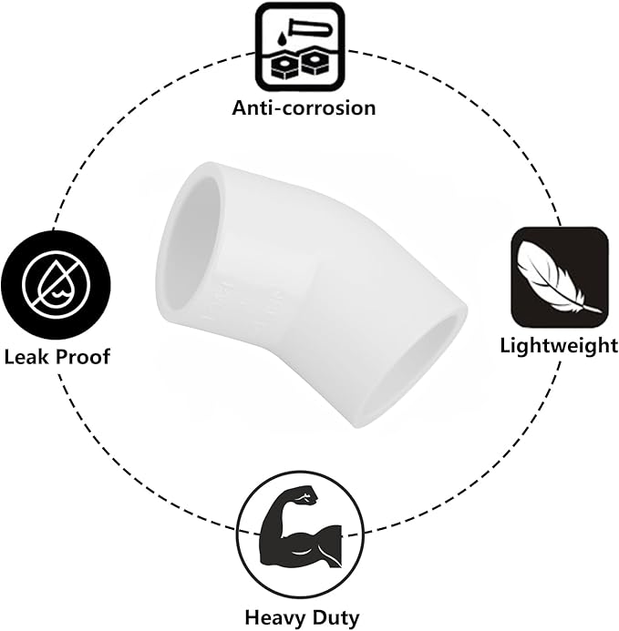 20Pack 3/4" 45 Degree PVC Elbow Pipe Fitting Connector (Socket x Socket) Furniture Build Grade SCH40 3/4 Inch 45 Degree Elbow PVC Corner Adapter for Home Sewer Plumbing Water Line