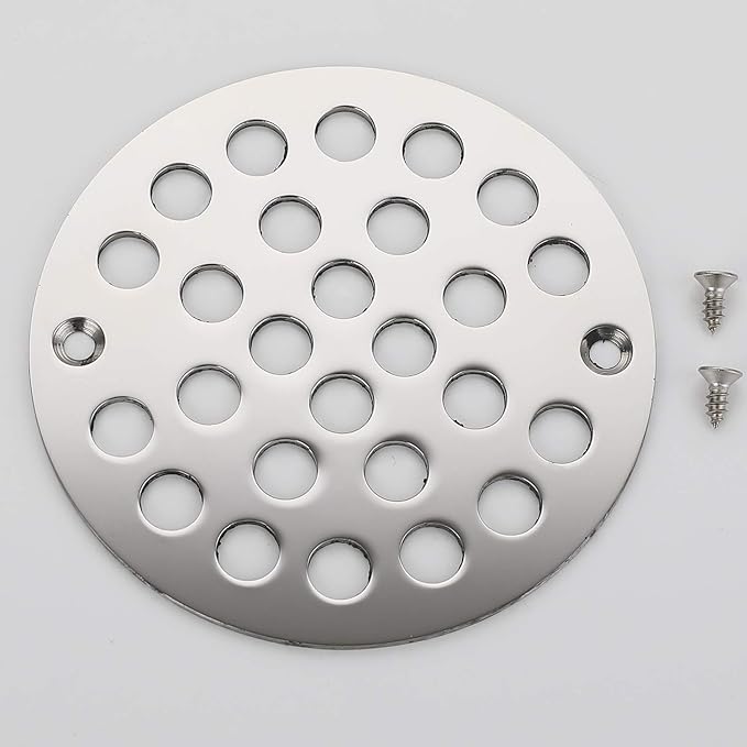 4 Inch Screw-in Shower Strainer Drain Cover Replacement Floor Strainer Floor Drain，Chrome