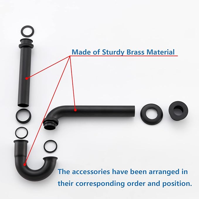 Brass P Trap Bathroom Sink : 1 1/4 Sink Trap with Adjustable Height - Matte Black Bottle P-Trap with Slip Joint Extension Tube - U-Shape Basin Sink Plumbing/Pipe Replacement Kit