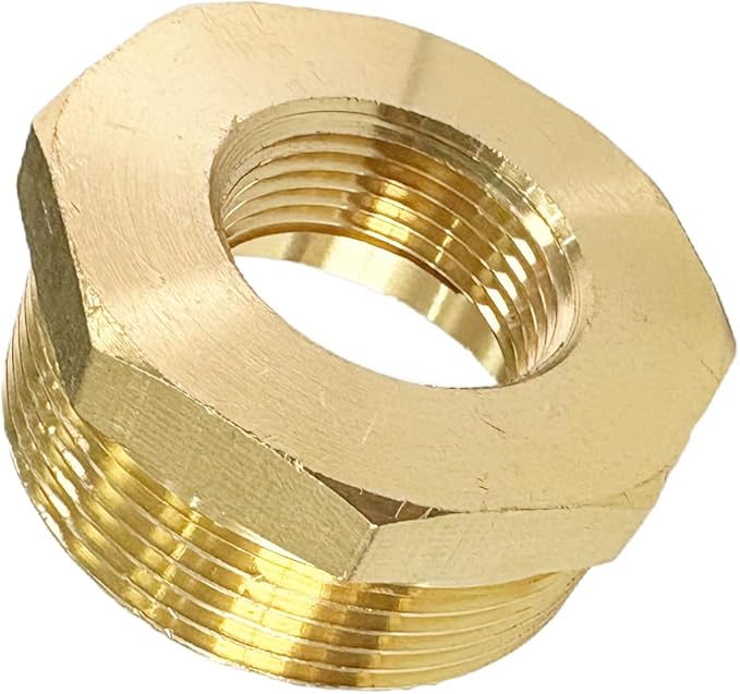 1-1/2" NPT Male x 3/4" NPT Female Brass Reducer Hex Bushing Threaded Pipe Fitting Reducing Adapter Pack of 1