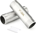 TAISHER 2PCS Stainless Steel Pipe Fittings, 1" BSP Male x 1" BSP Male Threaded, 4" Length Nipple Cast Pipe