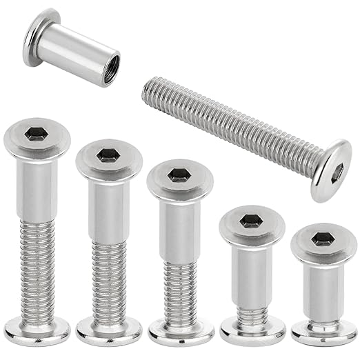 50Pcs M8x50mm Silver Furniture Bolts Barrel Nut & Bolt Kit - A Must-Have for Furniture Manufacturers, Ensuring Smooth and Stable Joints in Sofas and Wardrobes