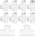 1" Tee 3-Way Pipe Fittings, 10 Pcs Heavy Duty Right Angle Connector (Socket x Socket), Schedule 40 Coupling Adapter