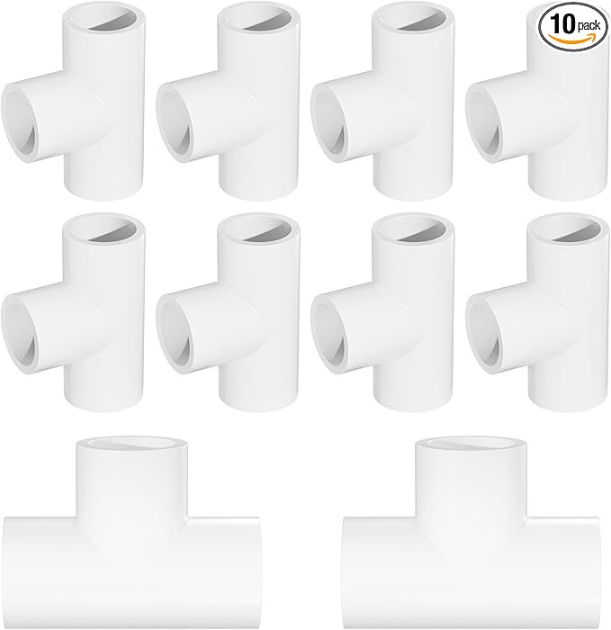 1" Tee 3-Way Pipe Fittings, 10 Pcs Heavy Duty Right Angle Connector (Socket x Socket), Schedule 40 Coupling Adapter