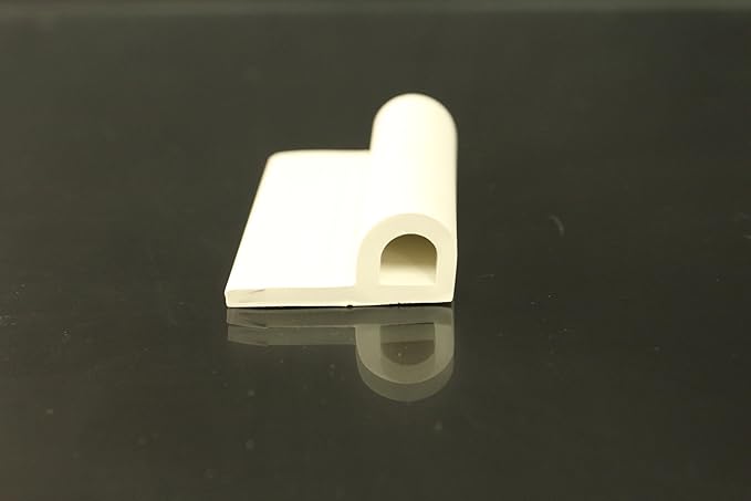 Rubber Seal, P-Shaped, 1.37 in. W, Gasket Weatherstrip, 1-3/8" W, 9/16" H, 1/8" Thickness, Rubber P Channel Gasket Material (White, 50 ft)