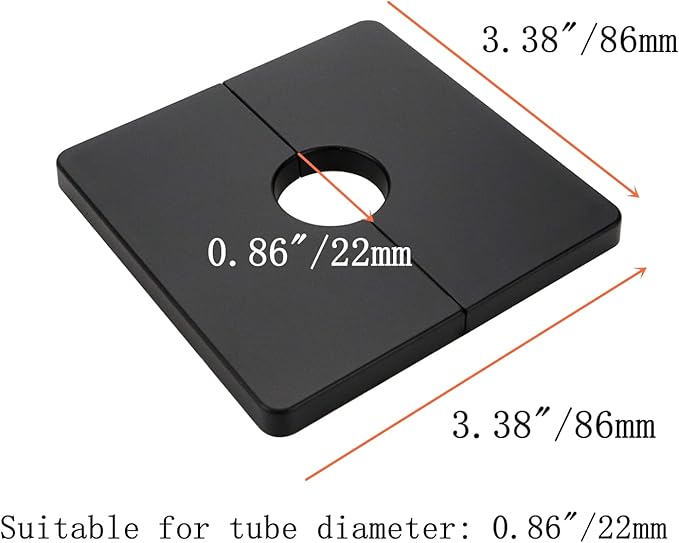 2 Pcs Wall Split Flange, ABS Square Self-Adhesive Escutcheon Plate Buckles Design for 0.86"/22mm Diameter Pipe