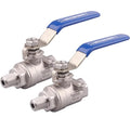 DERNORD 2 Pack Full Port Ball Valve 1/4 Inch - Male x Female Stainless Steel 304 Heavy Duty for Water, Oil, and Gas, 1000WOG
