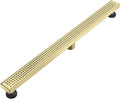 Linear Shower Floor Drain, Brushed Gold 54 Inch 304 Stainless Steel Bathroom Drains Kit, Long Rectangular Shower Trench Drain with Square Pattern Drain Cover & Hair Catcher