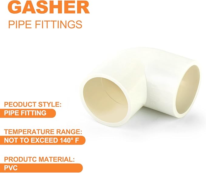 GASHER 8PCS PVC Pipe Fitting 1-1/2" PVC 90 Degree Elbow, Furniture Grade Pipe Socket Fittings, For Home or Industrial