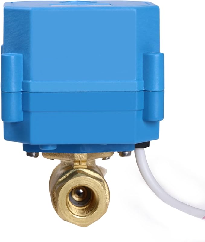 U.S. Solid Motorized Ball Valve- 1/4" Brass Ball Valve with Full Port, 9-24V AC/DC and 2 Wire Auto Return Setup