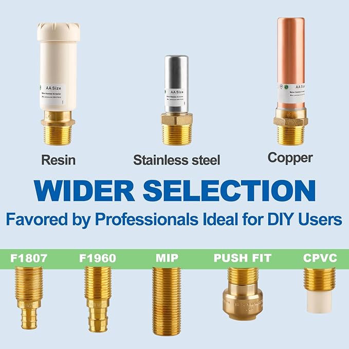 Copper Water Hammer Arrestor, 3/4 Inch MHT Straight Hammer Arrestor,Male Hose Thread Connection
