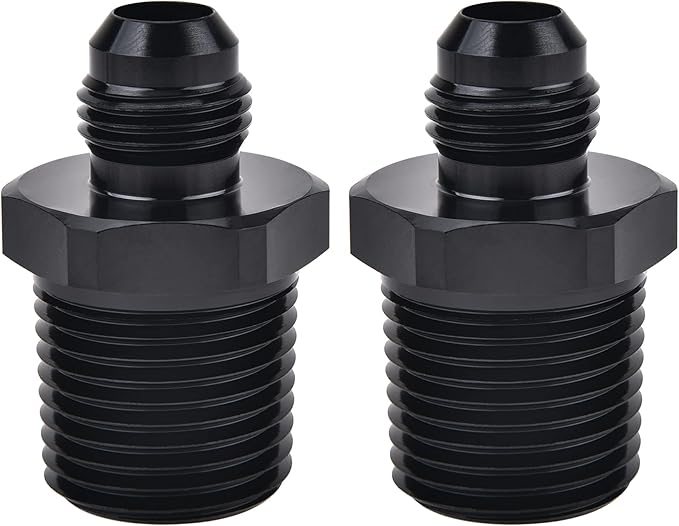 EVIL ENERGY 6AN Male Flare to 1/2" NPT Pipe Fitting Adapter Aluminum Straight Black 2PCS