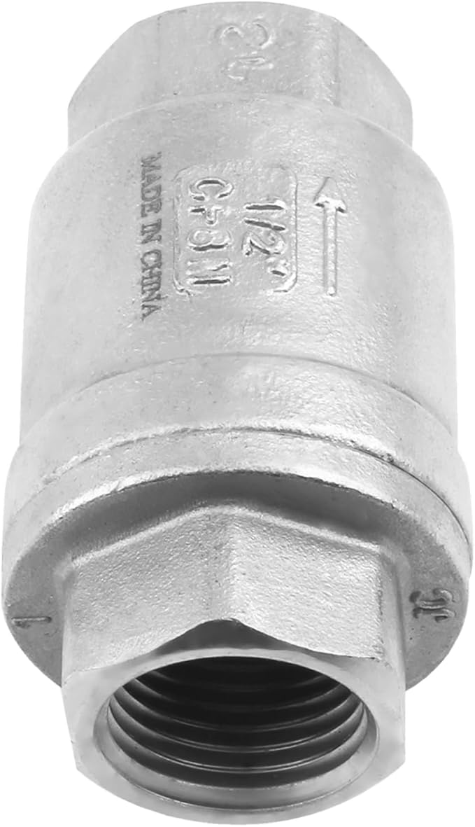 1/2 Inch Vertical Check Valve SUS304 Spring Loaded Check Valve in-line Low Cracking Pressure CF8M WOG 1000
