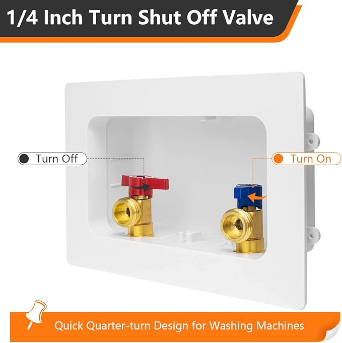 HeSun Washing Machine (Laundry) Outlet Box, 1/2 Inch CPVC Inlet x 3/4 Inch MHT Outlet, Washer Box with Center Double Drain, Regular
