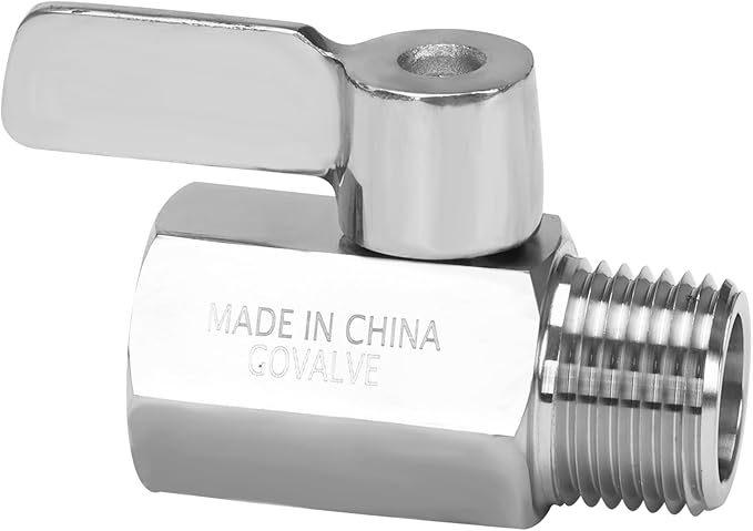 Shower Flow Control Valve - 1/2" NPT Thread Stainless Steel 304 Shut Off Mini Ball Valve, Female x Male Shower Head Water Valve