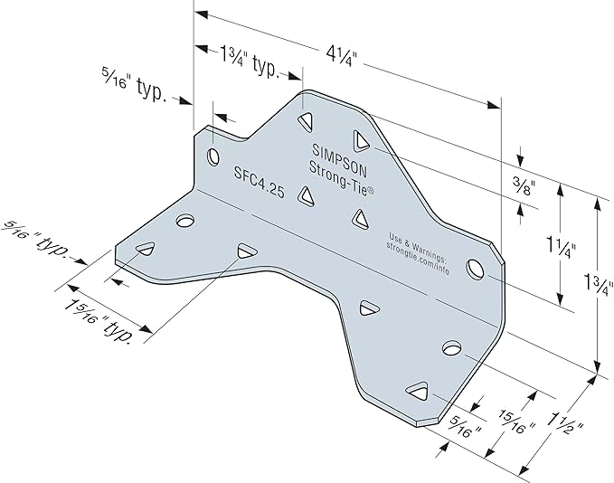 Simpson Strong-Tie SFC4.25-R175 SFC 1-1/2 in. x 1-3/4 in. x 4-1/4 in. Steel Framing Connector (175-Qty)